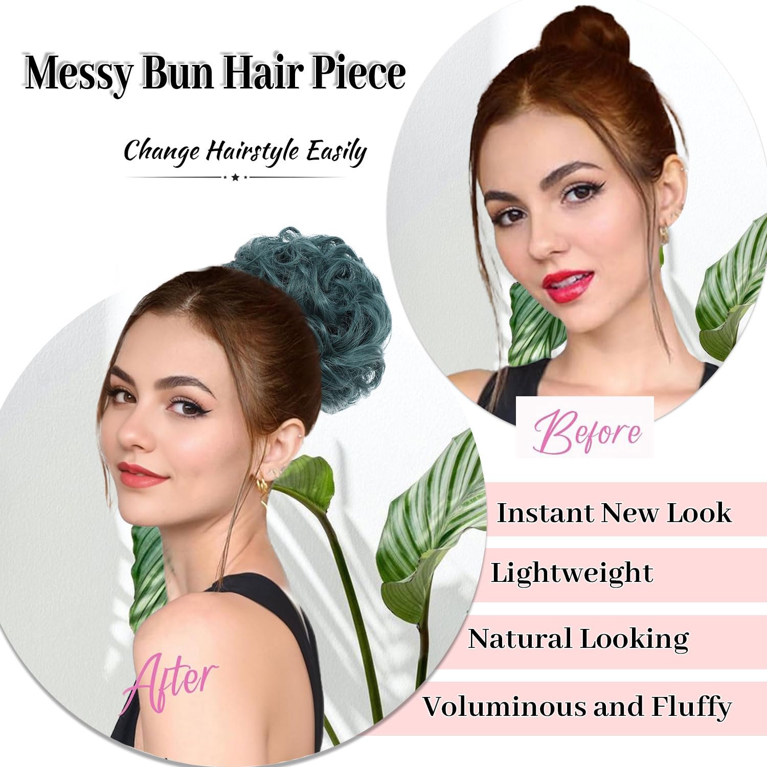 5 PCS Messy Bun Scrunchies Curly Wavy Messy Bun Hair Pieces for Women Hair Scrunchie HAIR Updo Accessories - Dark Blue - Image 4