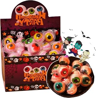 Fun Sweet Eyeball Gummy, Eye Popping Gummies, Individually Wrapped Chewy Bites Eyeball Gummy Candies, Mouthwatering Novelty Gift for Halloween Party Trick or Treat（30 count）