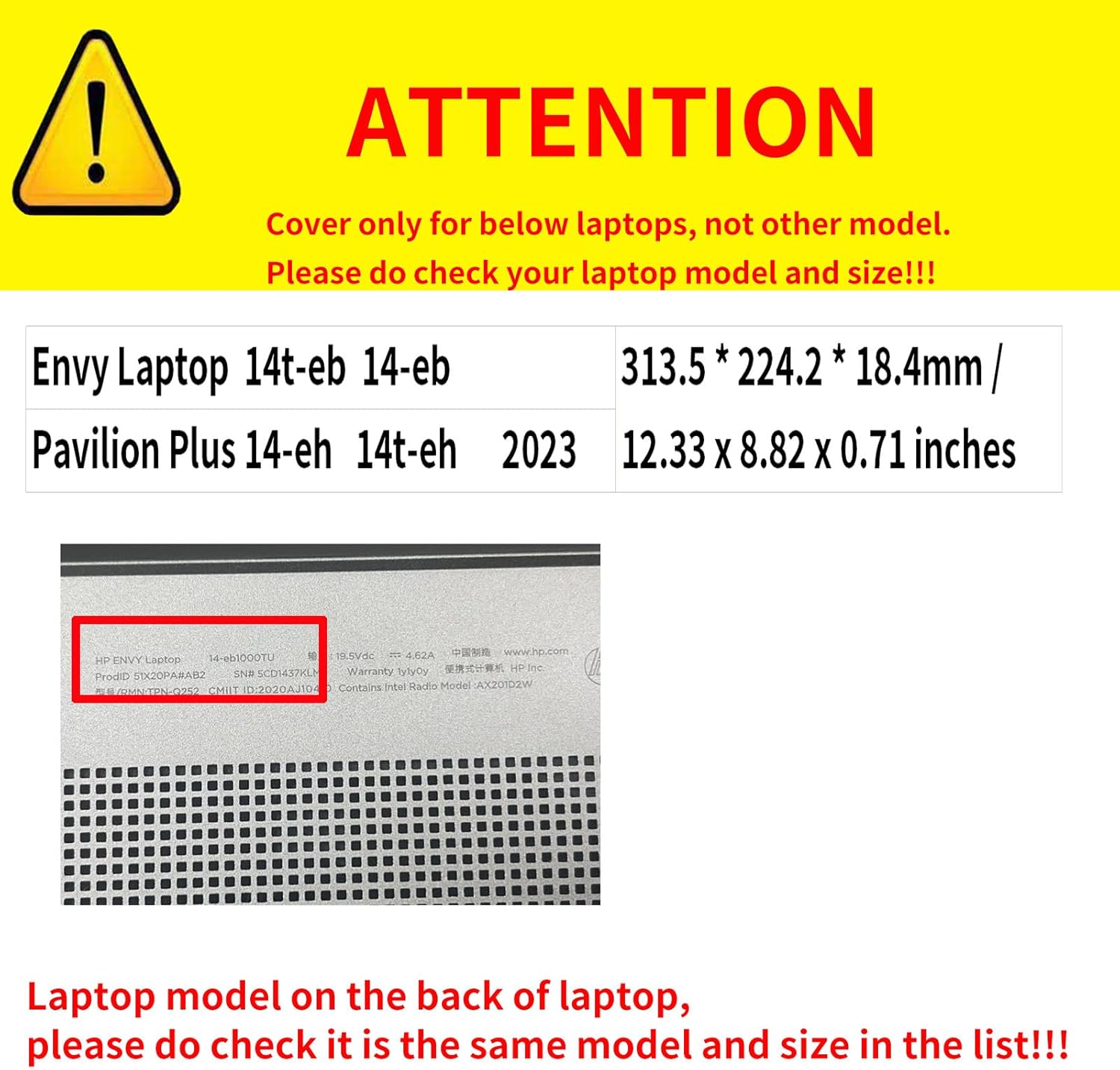 Laptop Case Cover for Hp Envy Laptop 14t-EB 14-EB/Pavilion Plus 14-eh 14t-eh 14" 2023【Do Check Model】 Detachable Notebook Sleeve Computer Bag Protective PU Shell with Pen Holder Gifts (Black)