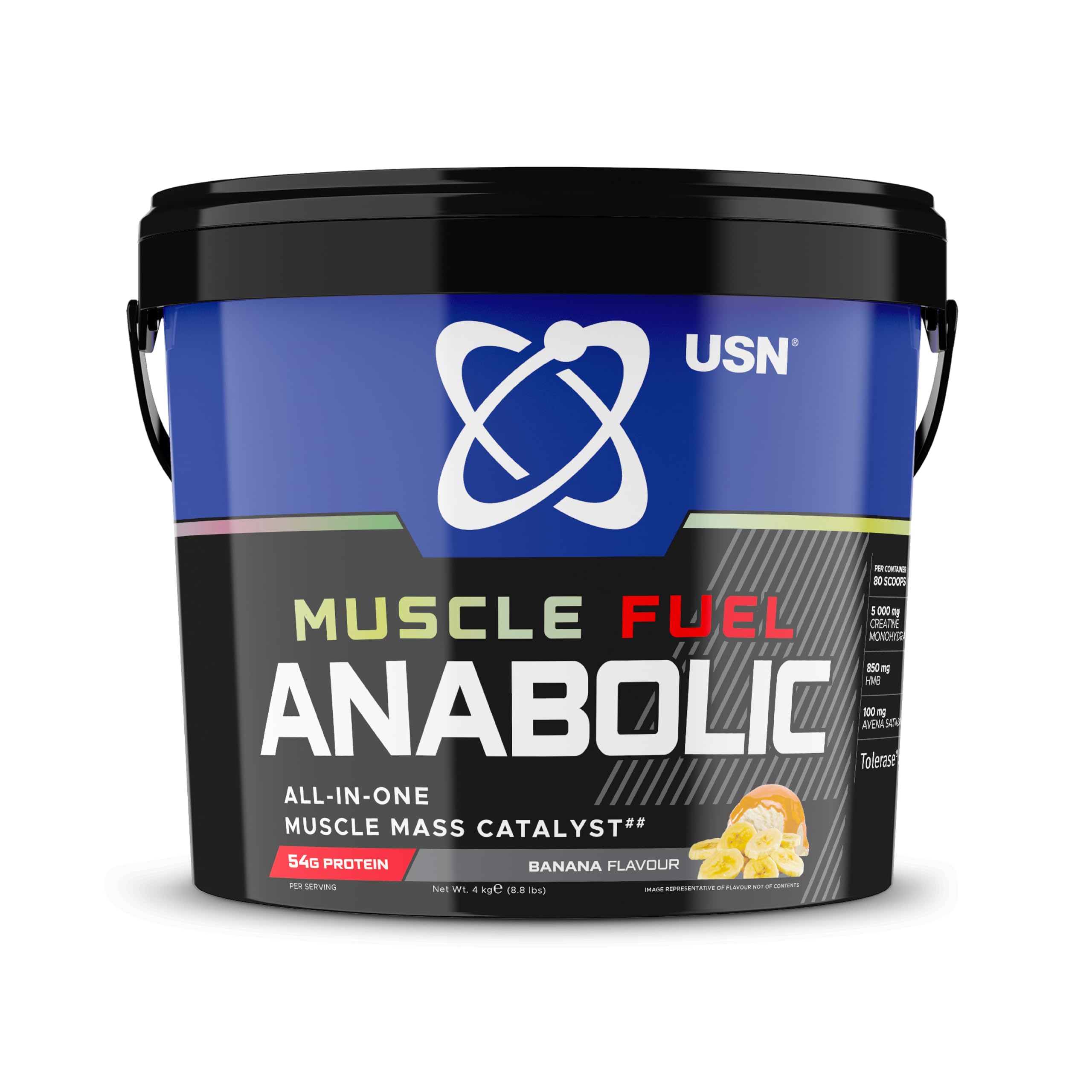 USN UN All In One Muscle Fuel Anabolic Mass Gainer 4kg Banana,All-in-one Protein (4kg): Workout-Boosting, Protein Powder for Muscle Gain - New Formula