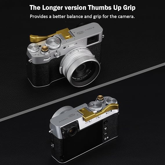 Metal Thumb Up Rest Hand Grip for Fujifilm X100VI Fujinon X100V Camera Accessories Haoge THB-XVG Gold Hot Shoe Thumb Up
