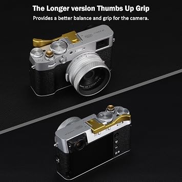 Metal Thumb Up Rest Hand Grip for Fujifilm X100VI Fujinon X100V Camera Accessories Haoge THB-XVG Gold Hot Shoe Thumb Up