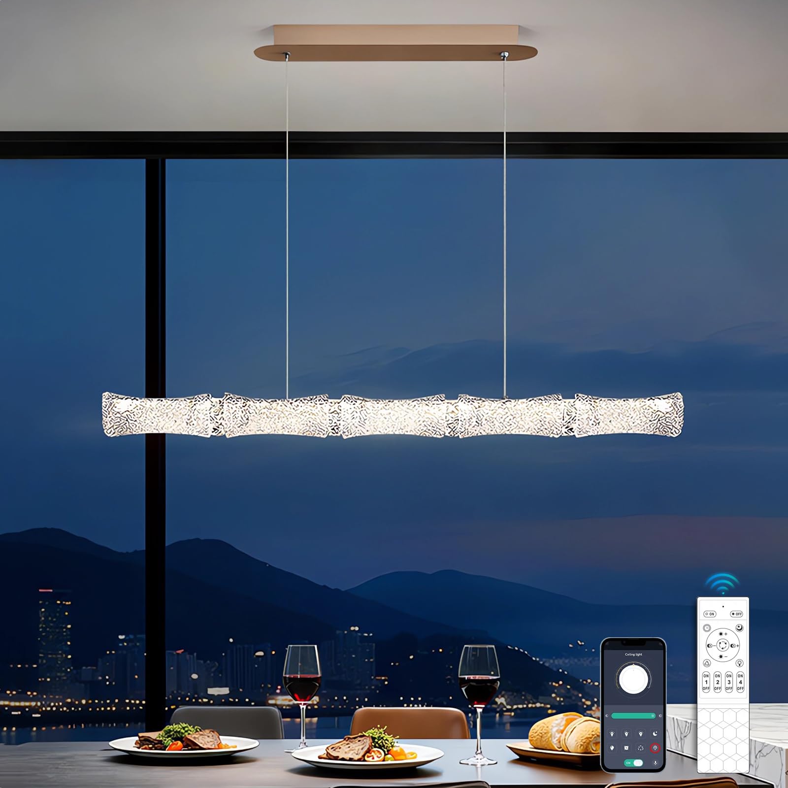 Suspension LED dimmable 72W avec commande à distance APP pour éclairage sur mesure - 8