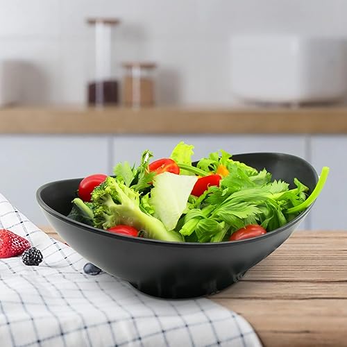 Miniatura 7 de Juego de 6 cuencos ovalados de fibra de bambú de 34 onzas, cuencos grandes de 8.8 pulgadas para cocina, comer y restaurantes, juego de cuencos