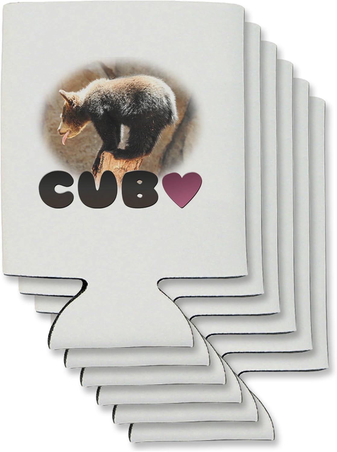 TooLoud Balancing Bear Cub with Text Can/Bottle Insulator Coolers - 6 Pieces