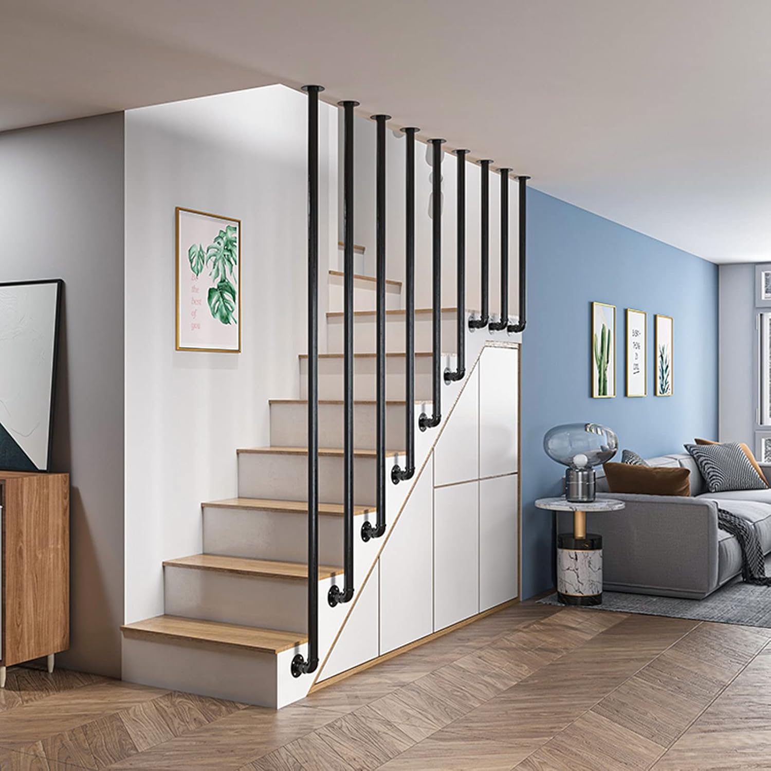 Side Mount Stair Railing Handrail Complete Kit, Indoor and Outdoor