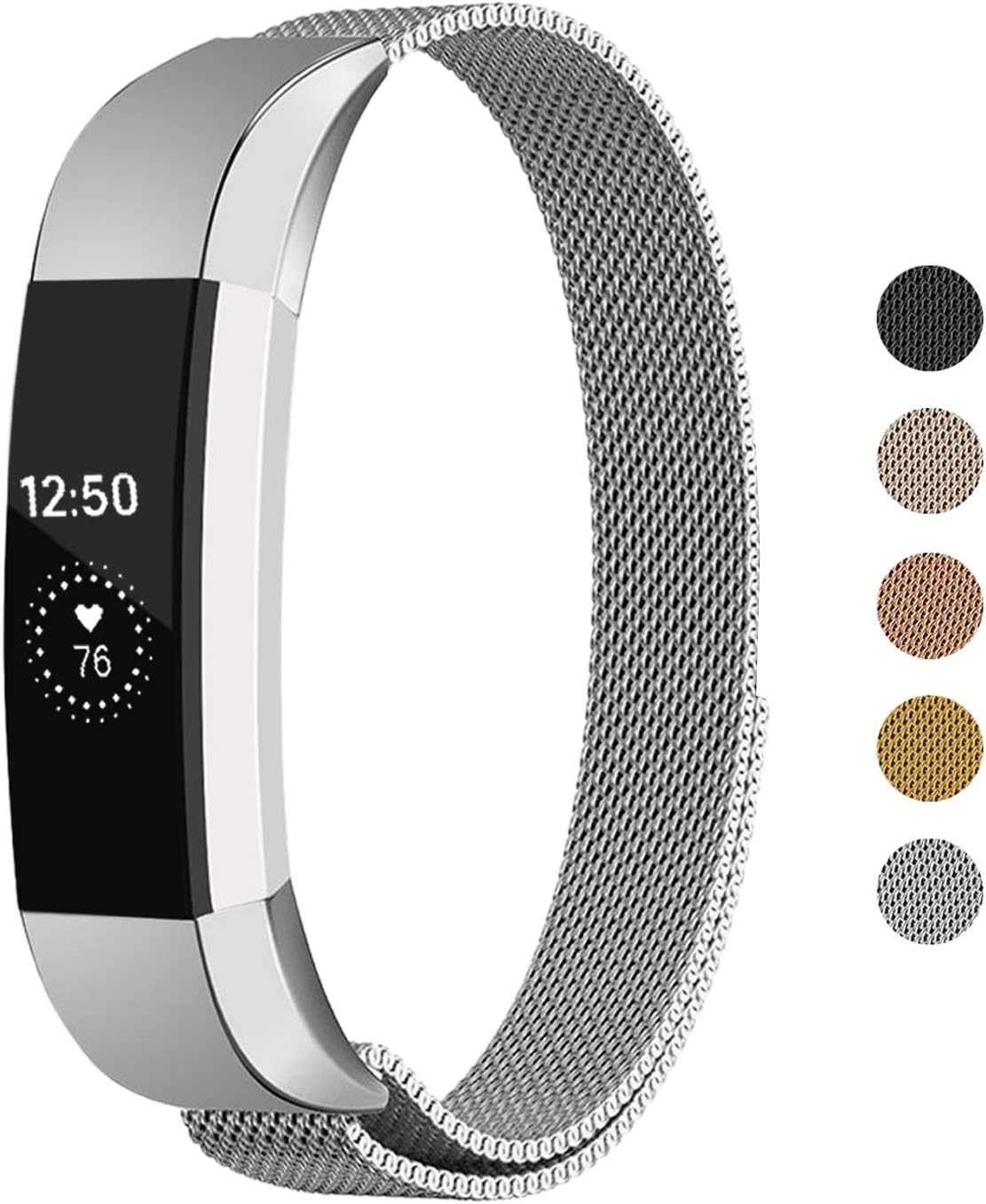 Keasy Replacement Metal Bands Compatible for Fitbit Alta and Fitbit Alta HR, Stainless Steel Replacement Bands for Women Men (Silver, Small)