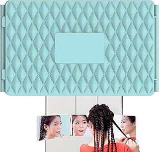 Anulely Espejo de peluquería de 3 lados, espejo de maquillaje plegable en 3 niveles, ahorra espacio, espejo de color para el cabello, para salón, dormitorio, viajes, vestidor, camping