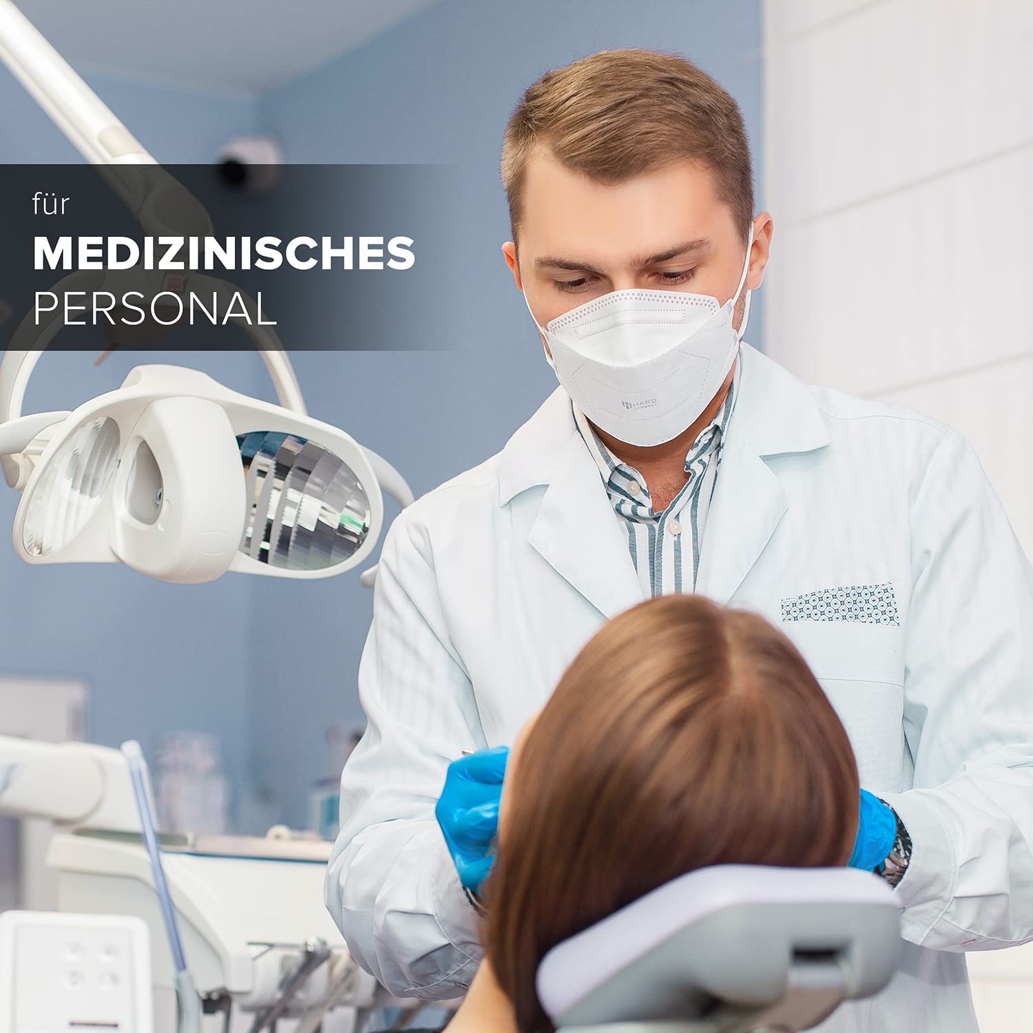 HARD Mascarillas FFP2 | protector bucal | protección respiratoria | respirador | Amigable con la piel - Transpirabl | Tamaño: Standard - embalaje individual - Blanco - 100 piezas