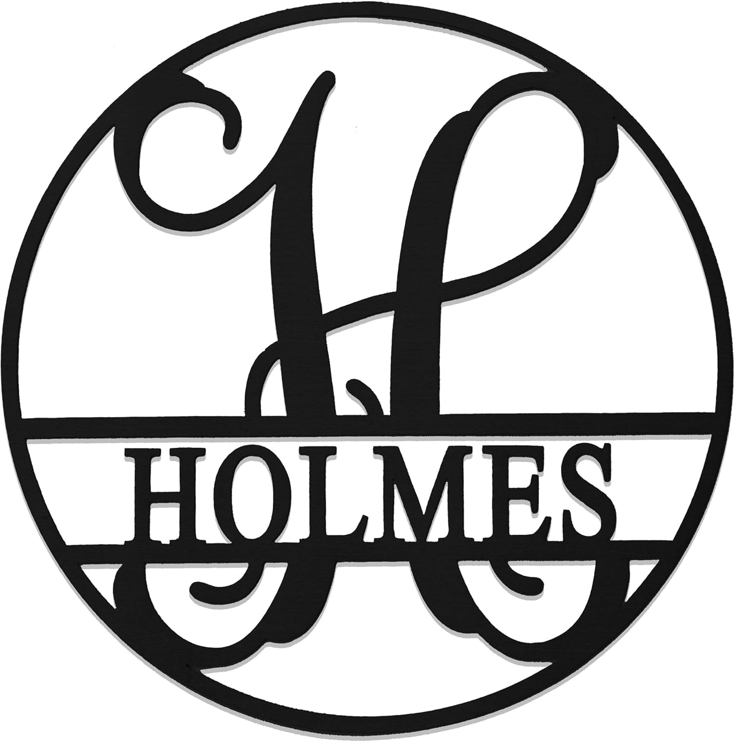 20" Personalized Circle Monogram Metal Sign – Custom Last Name Wall Décor for Home | Family Name Letter Wall Art | Metal Monogram Gift