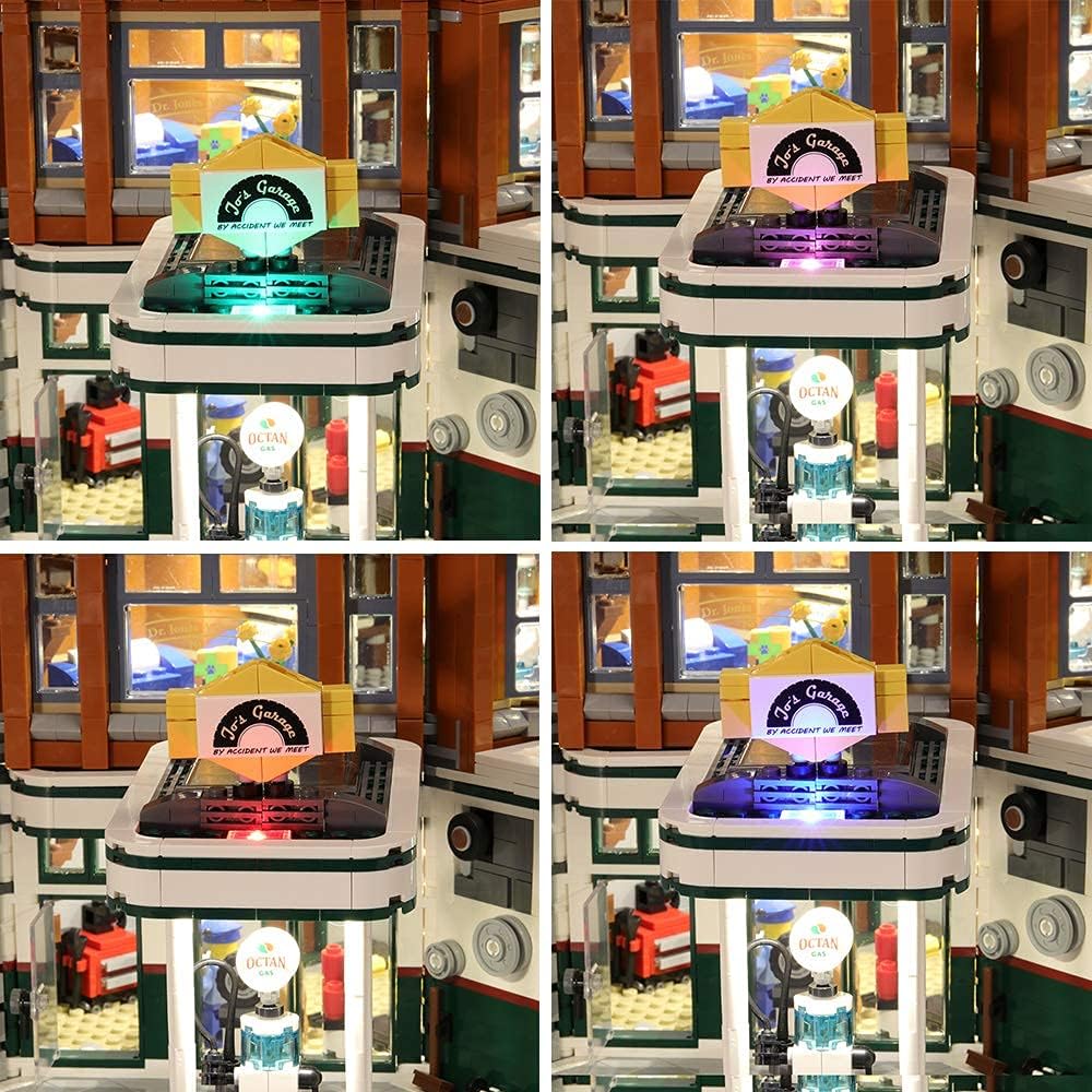 Bricks Light Kit for Creator Expert Corner Garage Building Blocks Model - Compatible with Lego 10264 (Model Set Not Included)