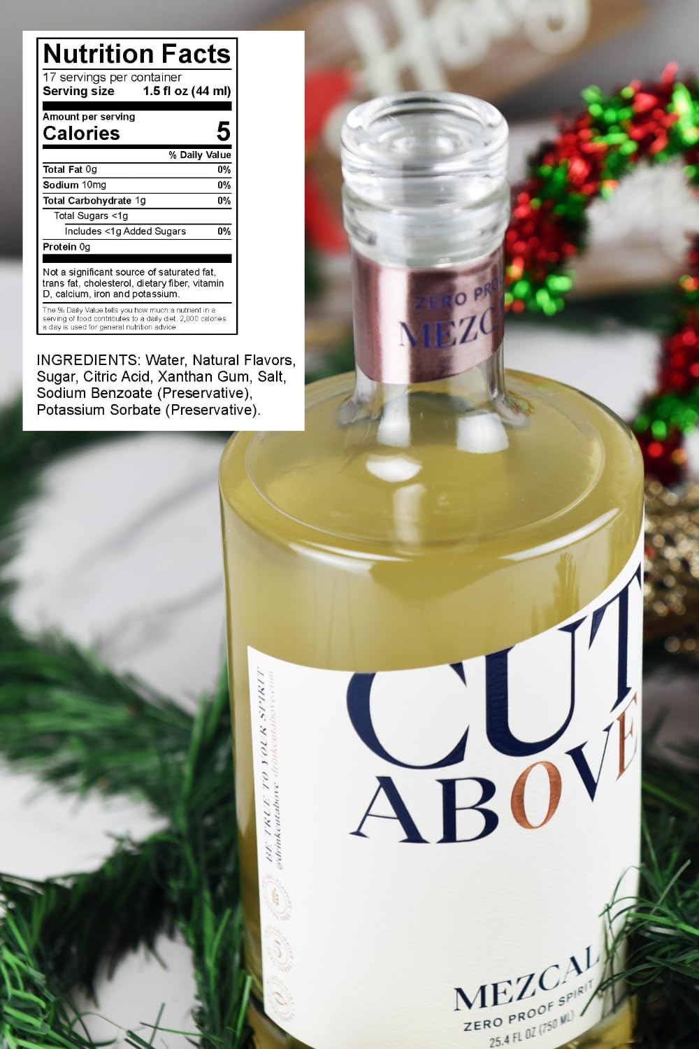 CUT ABOVE Zero Alcohol Mezcal | Award Winning Premium Non-Alcoholic Spirit for Alcohol Free Cocktails | 25.4 fl. oz. (750mL)