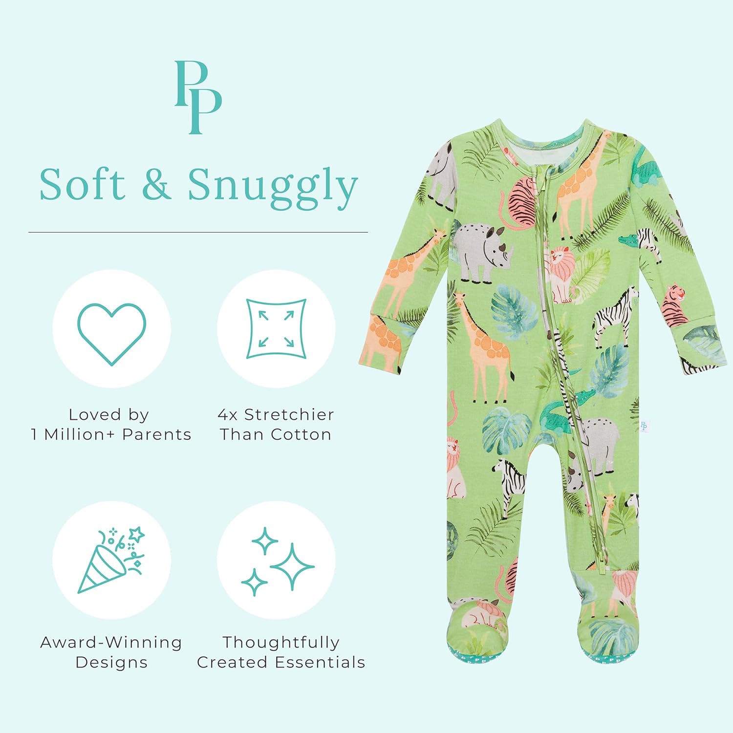 Posh Peanut Baby Boy Footie Pajamas - Soft Viscose Made from Bamboo 2 Way Zipper Sleepers & Onesies