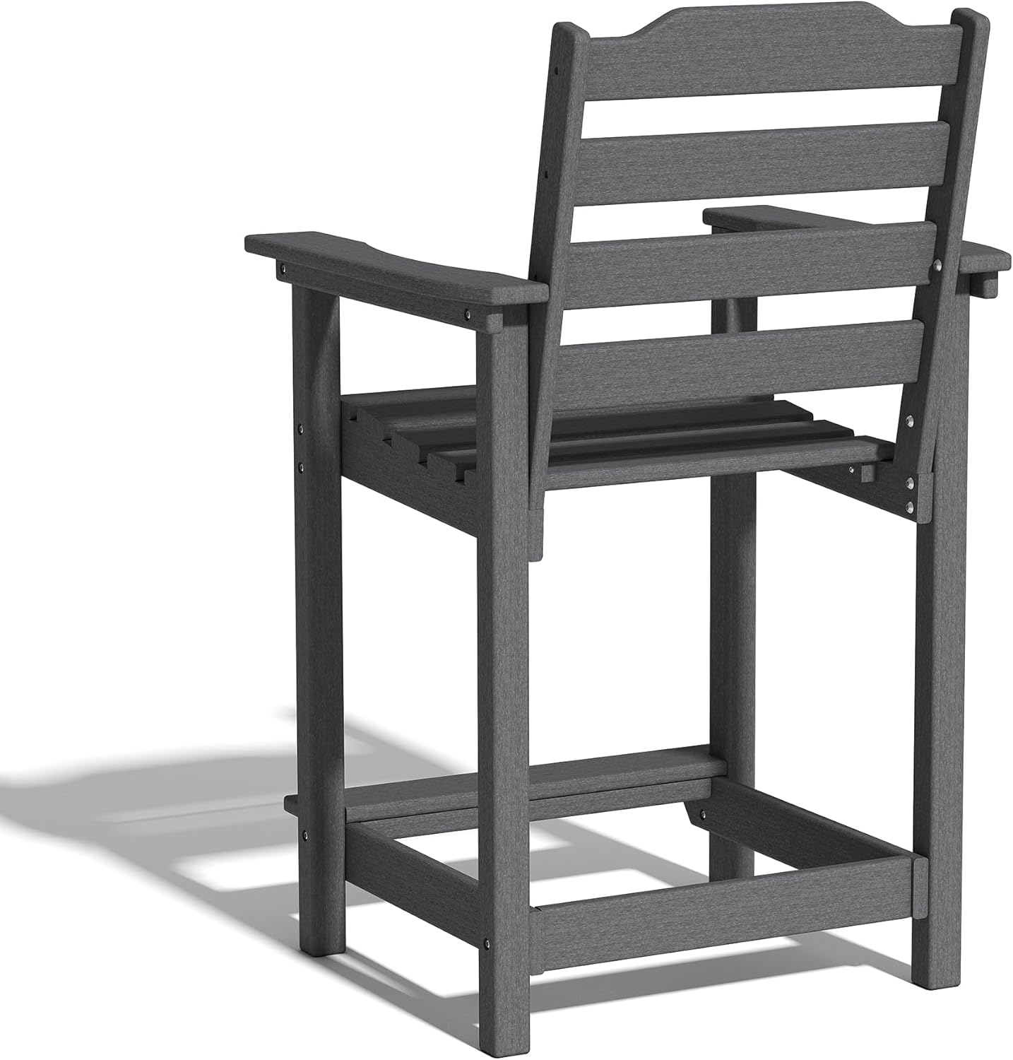 Tall Adirondack Bar Stools Set of 2 with Connecting Tray, Gray Height Patio Chairs All Weather HDPE Balcony Stools for Outdoor Deck and Garden Perfect for Adirondack Chair Lovers