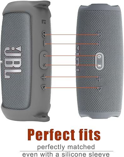 Miniatura 10 de LTGEM Funda de silicona para altavoz JBL Charge 4, funda protectora de viaje de gel suave, bolsa de goma impermeable con correa para el hombro (azul)