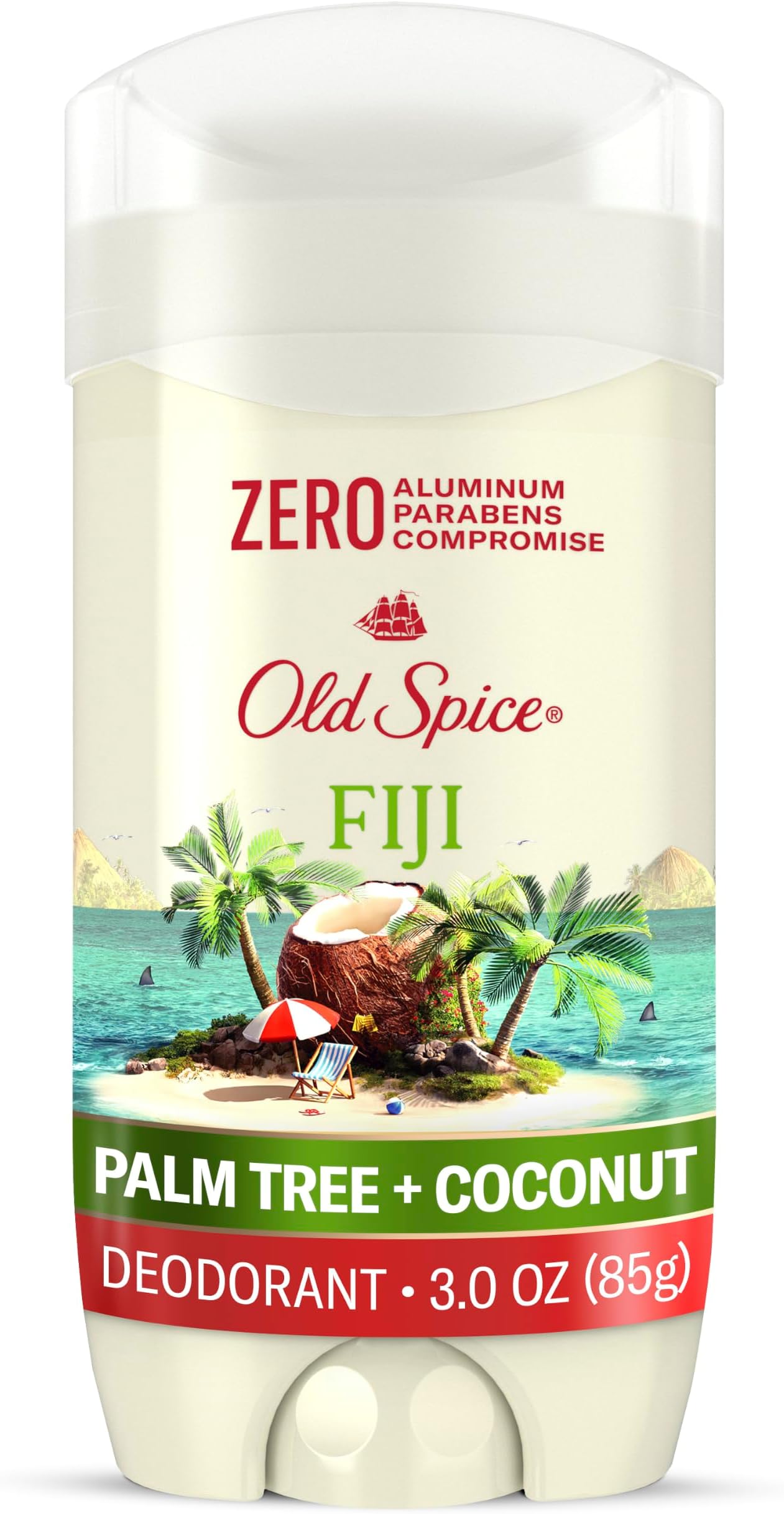Aluminum Free Deodorant for Men, 24/7 Lasting Freshness & Long Lasting Scent, 24/7 Sweat & Odor Protection, Fiji with Palm Tree + Coconut Scent, 3.0 oz