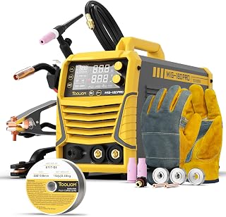 TOOLIOM 4 in 1 MIG Welder 180A Gas MIG/Flux MIG/Stick/Lift TIG Multiprocess Welding Machine 110V/220V Welder Kit with Lift TIG Torch