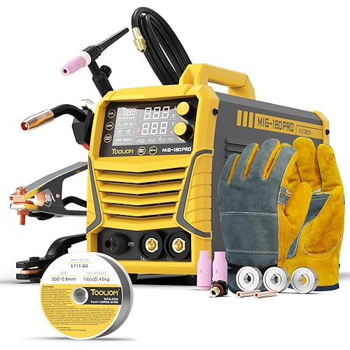 TOOLIOM 4 in 1 MIG Welder 180A Gas MIG/Flux MIG/Stick/Lift TIG Multiprocess Welding Machine 110V/220V Welder Kit with Lift TIG Torch