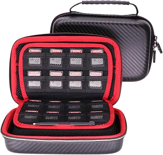 VSEER Nintendo 3DS XL/2DS XL Carrying Case - Hard Protective Shell, Black/Red