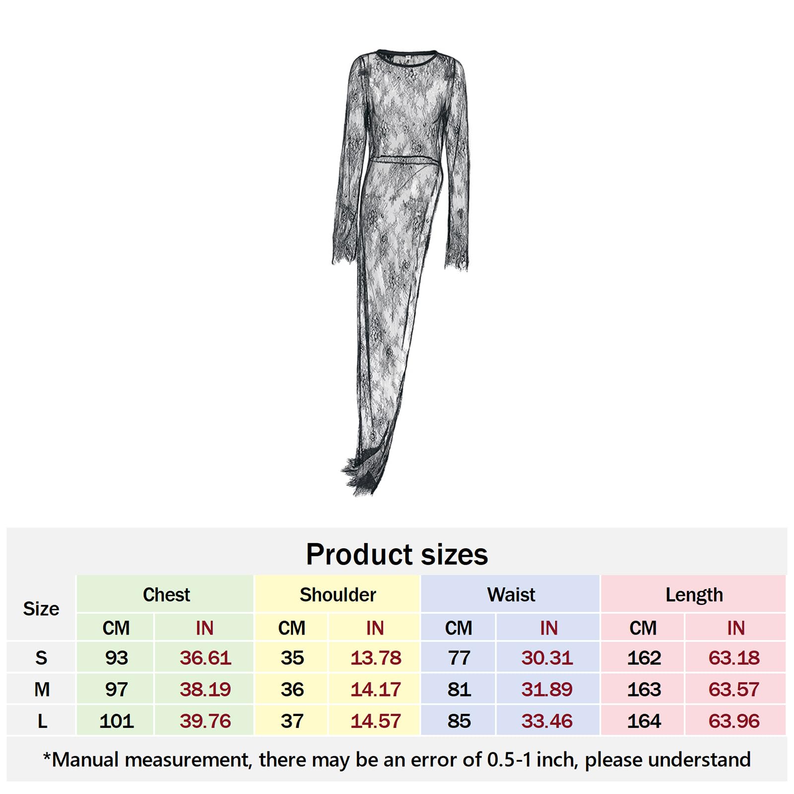 Femmes Dentelle Long Blouse Tops Sexy Voir À Travers Maille À Manches Longues Haut Split Y2K Robe Chemise