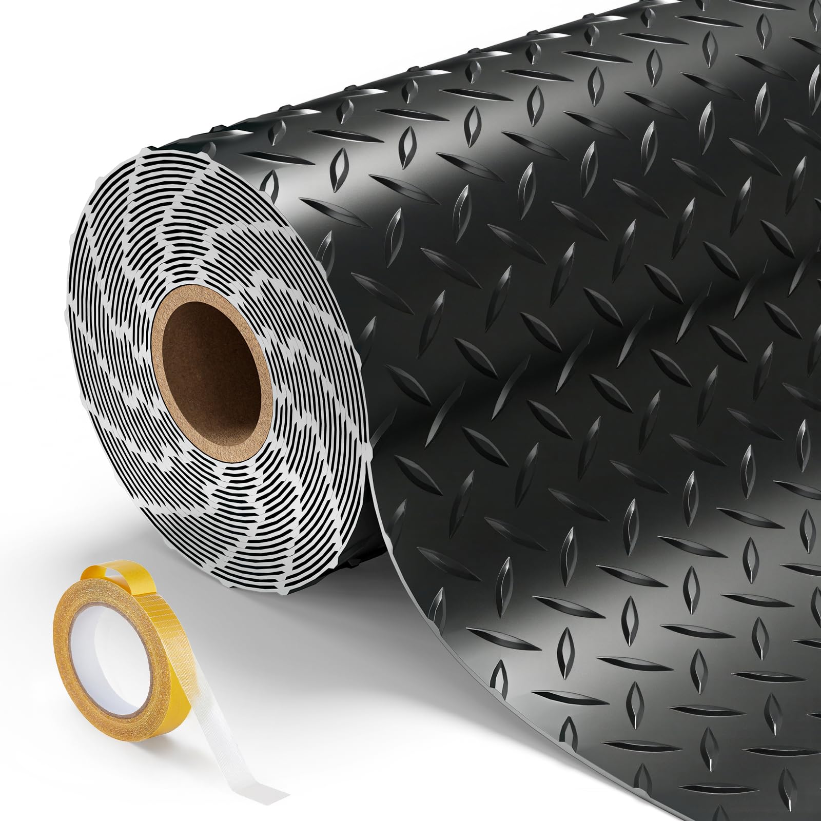 8.2x20 FT Garage Floor Mat, 2.8mm Thickened Garage Flooring Heavy Duty Rubber Garage Floor Mats for Under Car, Diamond Plate Garage Mat for Garage, Workshop, Enclosed Trailer