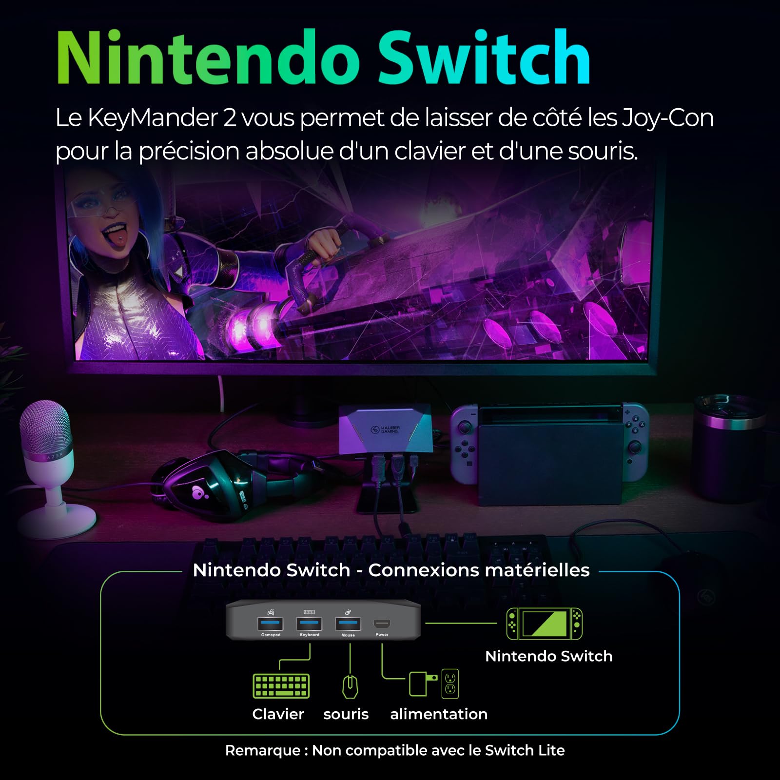 IOGEAR KeyMander 2 - Adaptateur Clavier Souris Switch pour Xbox Series X|S, PS5 PS4 et Nintendo Switch avec fonction Cross-Over pour la manette