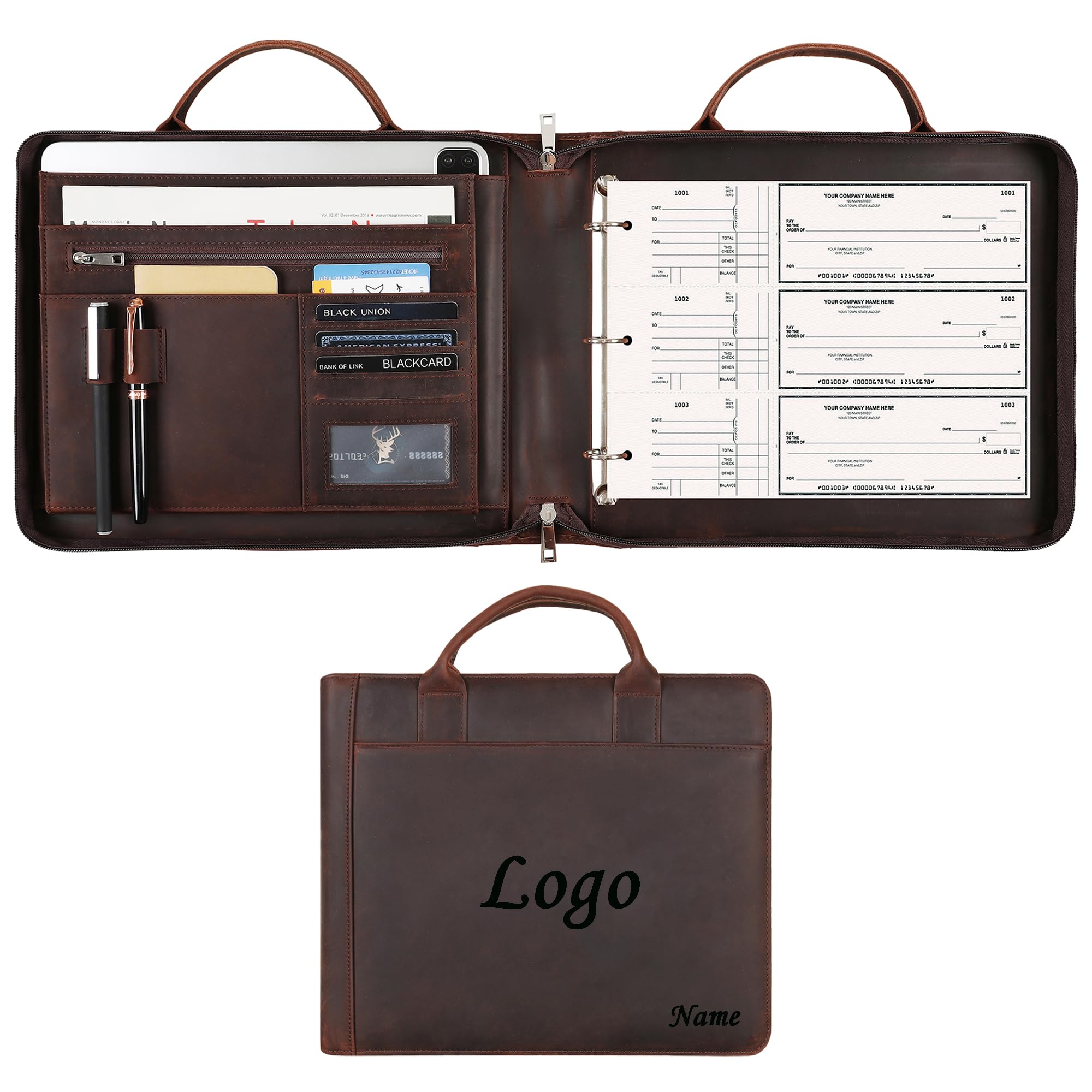 9 Ring Binder Personalized 3-Ring Check Binder – Engraved Leather ...