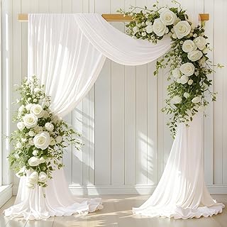 LINXTAR Ivory Wedding Arch Draping Fabric 30'' x 18FT Sheer Chiffon Arch...