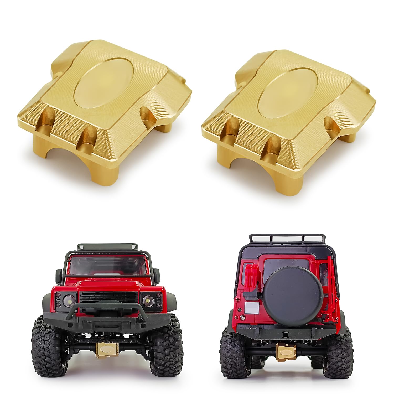 QUPA AM STORE 2PCS RC Brass Diff Cover Front Rear Axle Diff Cover 30g for 1/18 Scale TRX4M Upgrade Bronco RC Crawler Car