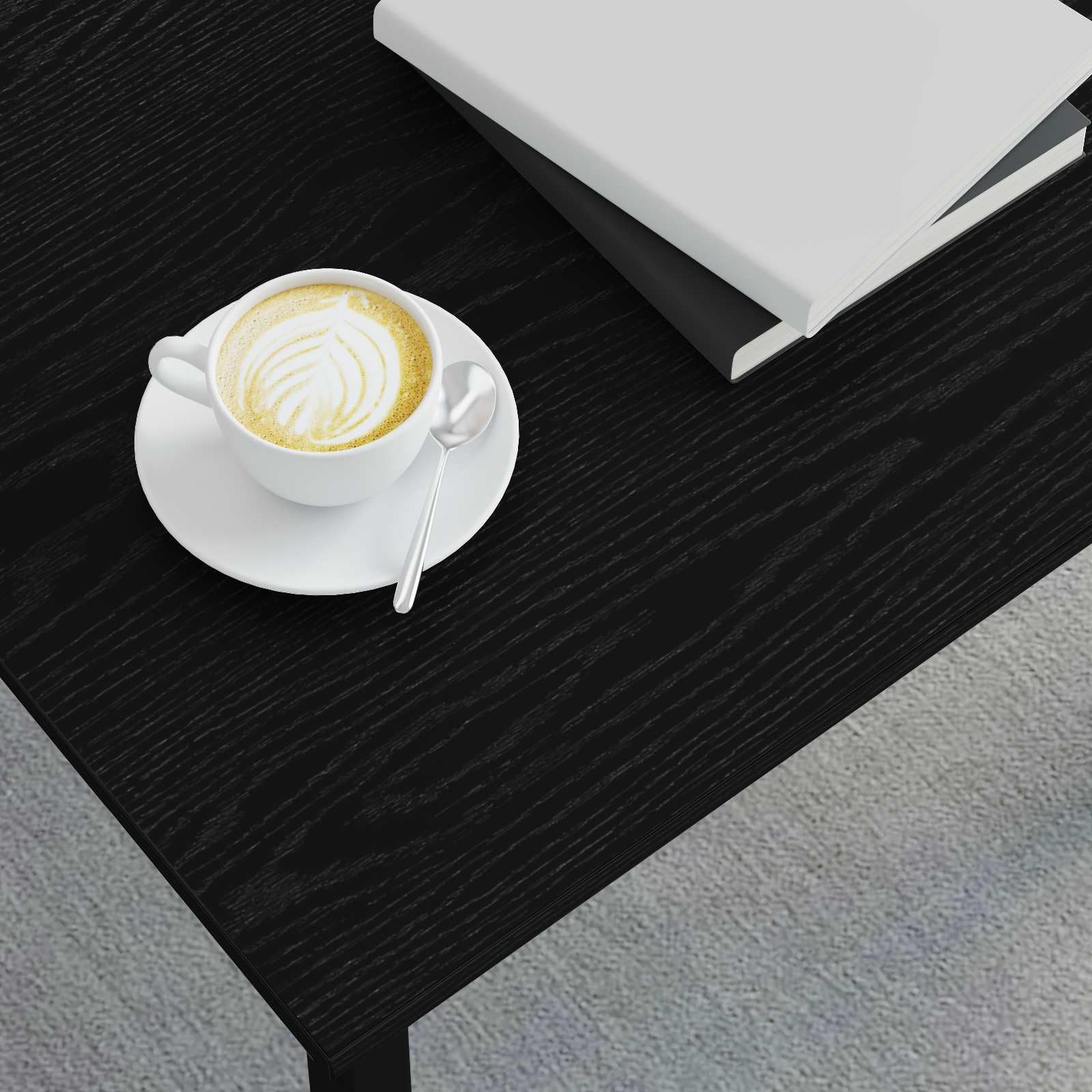 Mesa de centro con aspecto de roble negro, 60 x 50 x 36 cm, de material de madera con patas de metal, diseño moderno, resistente y duradera, para salón, dormitorio y pasillo