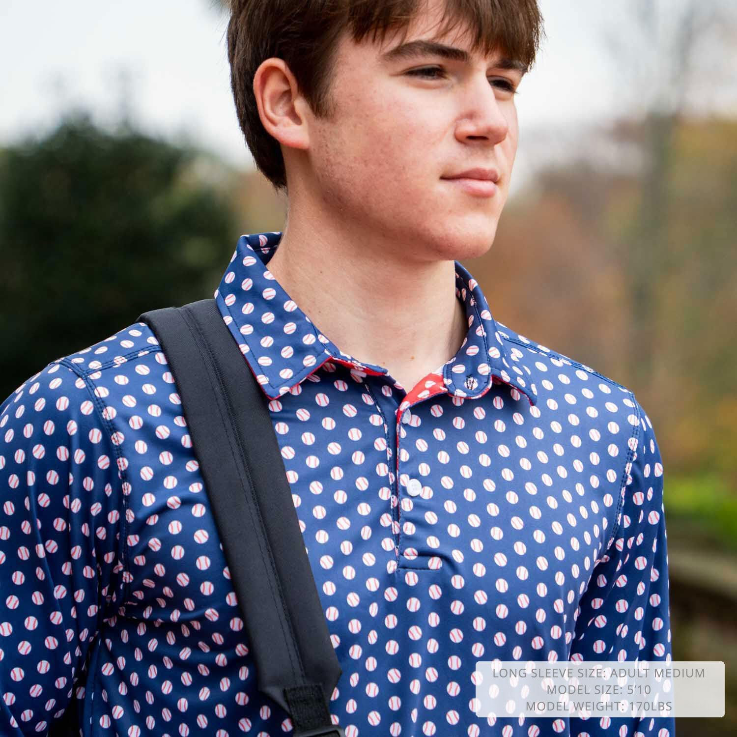 ChalkTalkSPORTS Baseball Long Sleeve Polo Shirts | Baseball Performance Polo | Youth & Adult Sizes