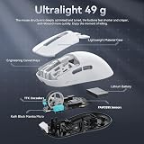 ATTACK SHARK X3 49g Mouse Ultraleggera, Sensore Gaming PixArt PAW3395, Mouse da Gaming Wireless/Cavo BT/2.4G, 26000 DPI, 200 Ore di Batteria, Mouse per Ufficio per Win11/Xbox/PS/Mac (Bianco) - 5
