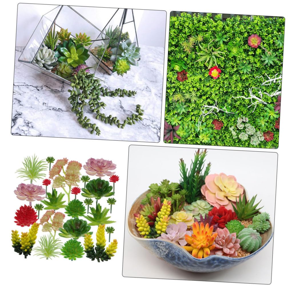 Künstliche Sukkulenten Umweltfreundlich und Geruchlos aus Kunststoff 24 Stück Pflanzenwanddekoration für Blumenarrangements im Wohnzimmer
