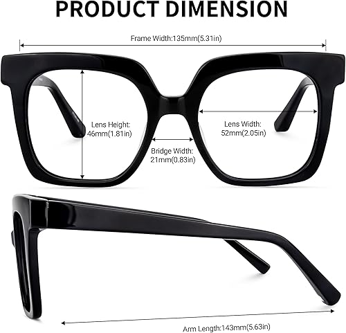 Miniatura 6 de Zeelool Gafas cuadradas gruesas de gran tamaño con estilo acetato para hombres y mujeres lente transparente Dexter ZOA02007