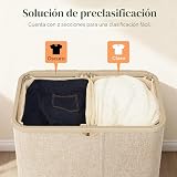 Lifewit 145L 2-Compartment Laundry Basket with Lid, Washing Basket, Beige - 3