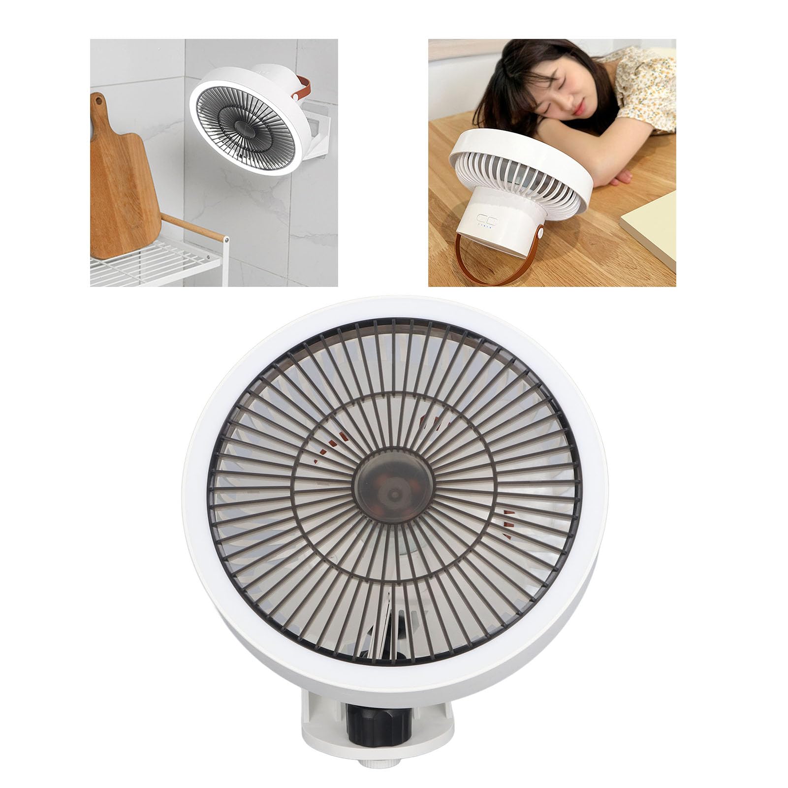 Tnfeeon Tragbarer, an der Wand Montierter, Oszillierender Ventilator, Kleiner Wandventilator mit Fernbedienung, Nachtlicht, 3 Geschwindigkeiten, Leiser Tischventilator für Wohnzimmer,