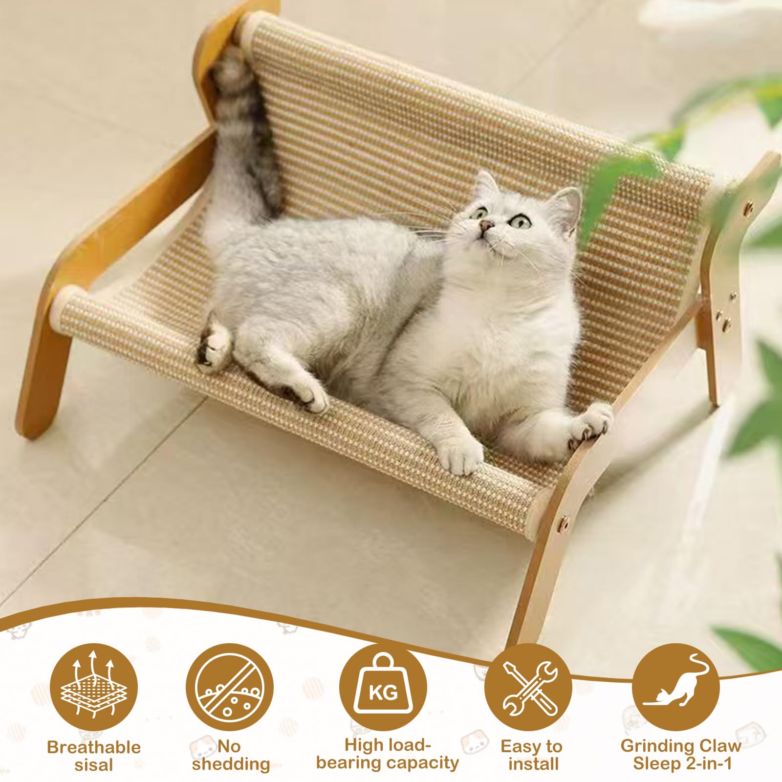 Kratzsofa Katzenbett,Kätzchen Kratzcouch-Sisal Kratzstuhl für Katzen Outdoor&Indoor Katzen-Lounge-Stuhl gegen Langeweile und zum Krallenschärfen,Katzenliege für Zuhause, Wohnzimmer, Garten, Balkon