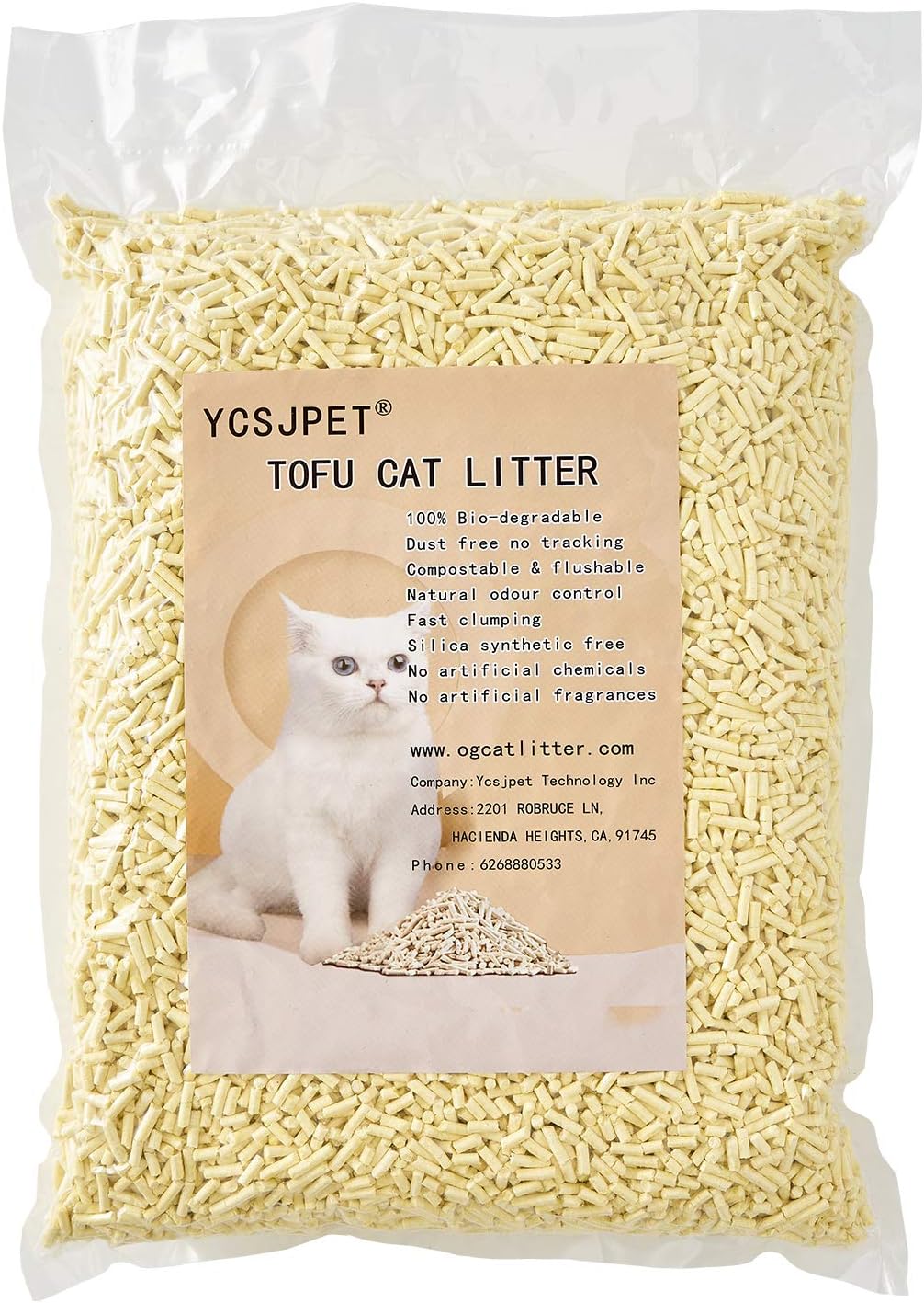 YCSJPET All-Natural Cat Litter Flushable Unscented Pellets Super Scoop Clumping Litter for Multi-Cat
