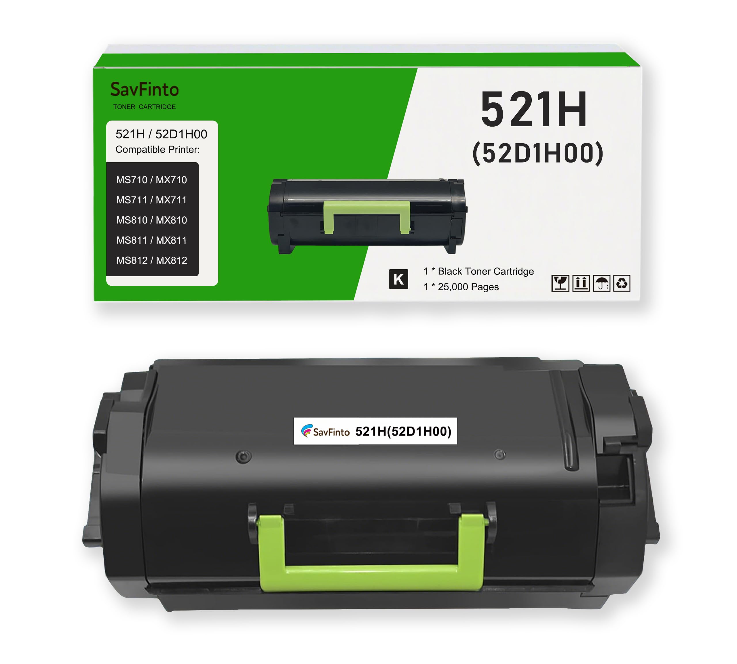 SavFinto 521H 52D1H00 High Yield Toner Cartridge Replacement for Lexmark MS710 MS710dn MS711 MS810 MS810dn MS810n MS811 MS812 MX710 MX710de MX711
