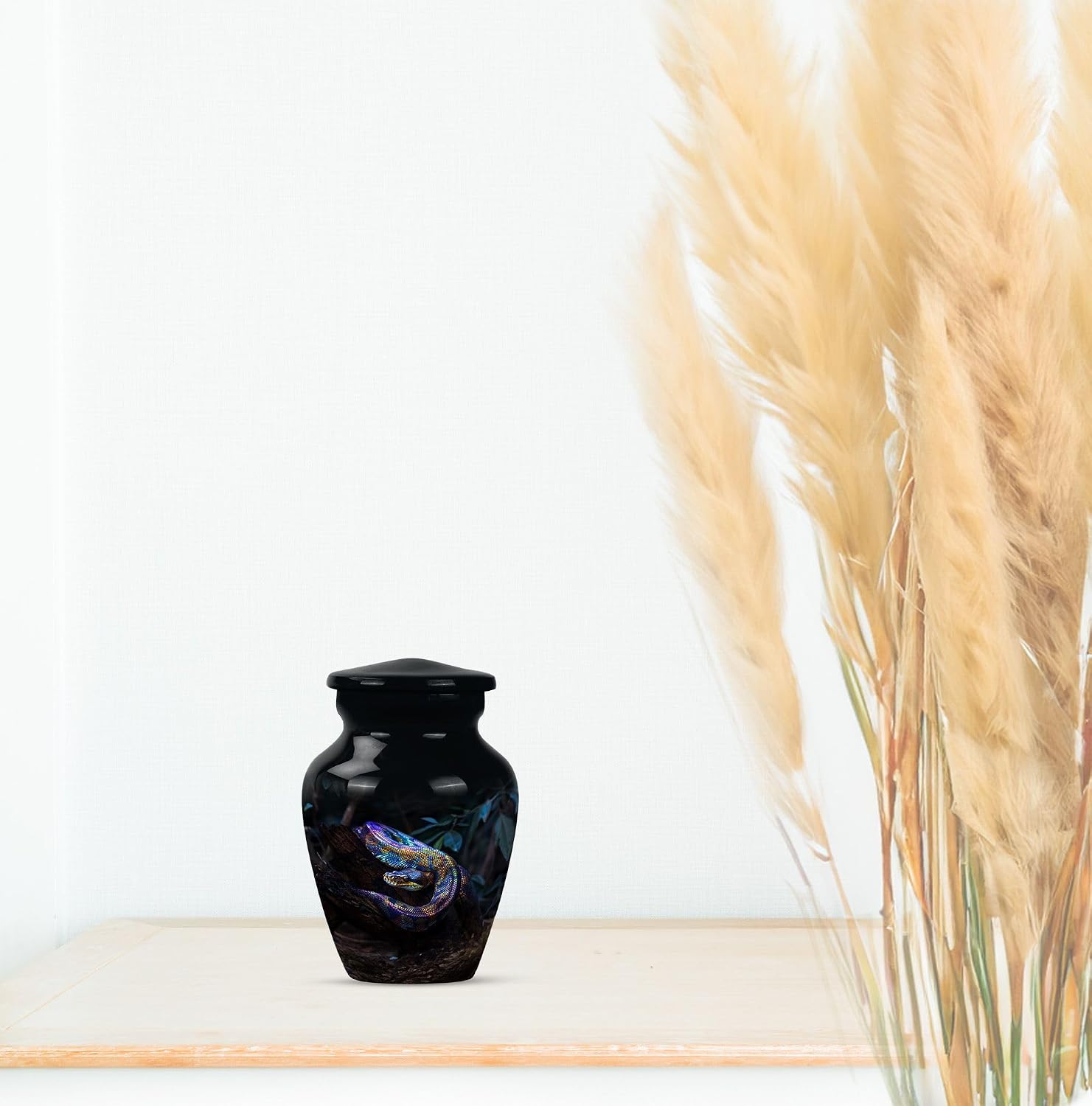 Snake Design Decorative Urn, 3 Inch Urn for Human Ashes, Keepsake Cremation Urn for Baby Ashes, Memorial Urn for Pets, Funeral Urn, Snake Urn, Black Urn Ashes