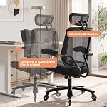 Big and Tall Office Chair 500LBS Capacity, Heavy Duty Ergonomic Desk Chair with Memory Foam Seat and Spring Support, Flip-Up Armrests, Adjustable 2D Headrest, Black