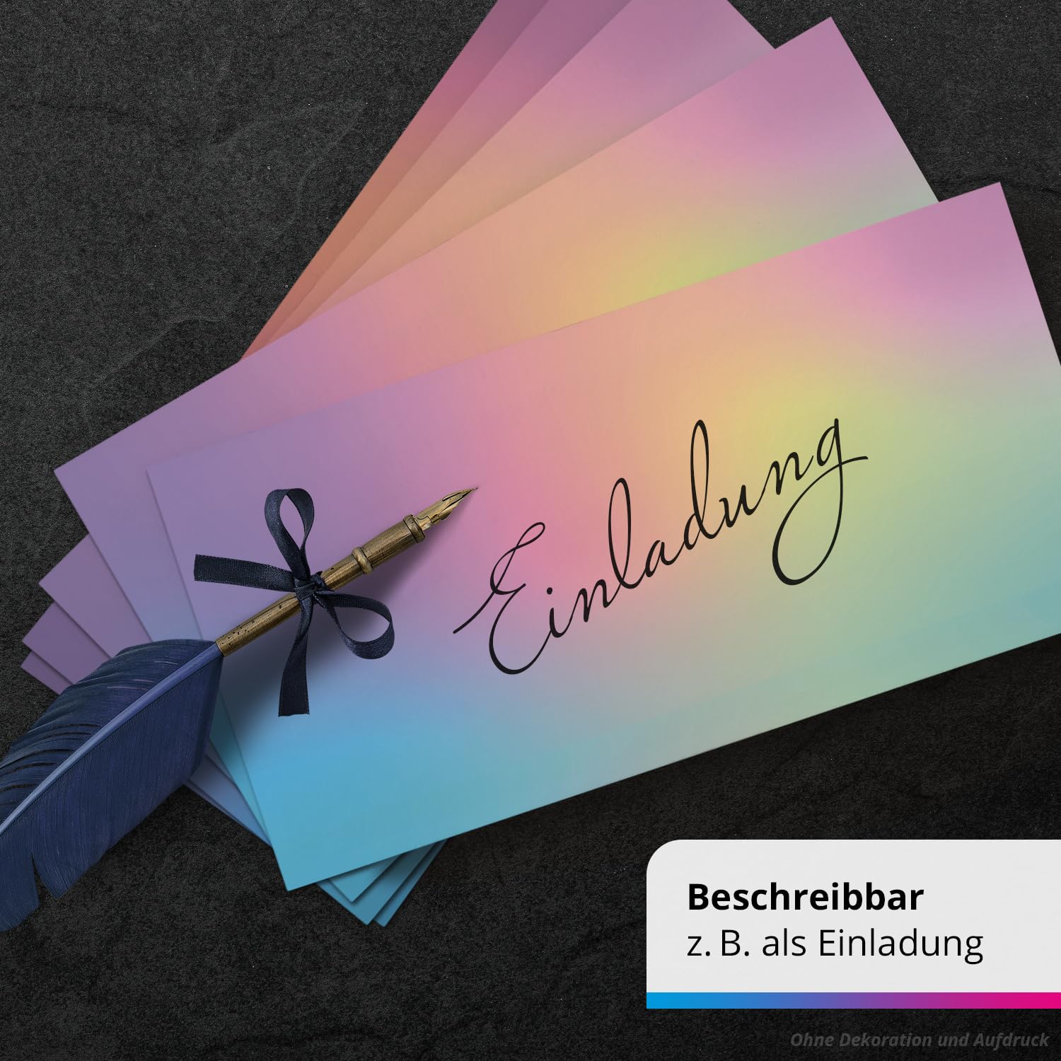 10 Farbenfrohe Briefumschläge DIN Lang Mit Regenbogen-Motiv - Komplett Bedruckt, Mit Haftklebe, Made In Germany