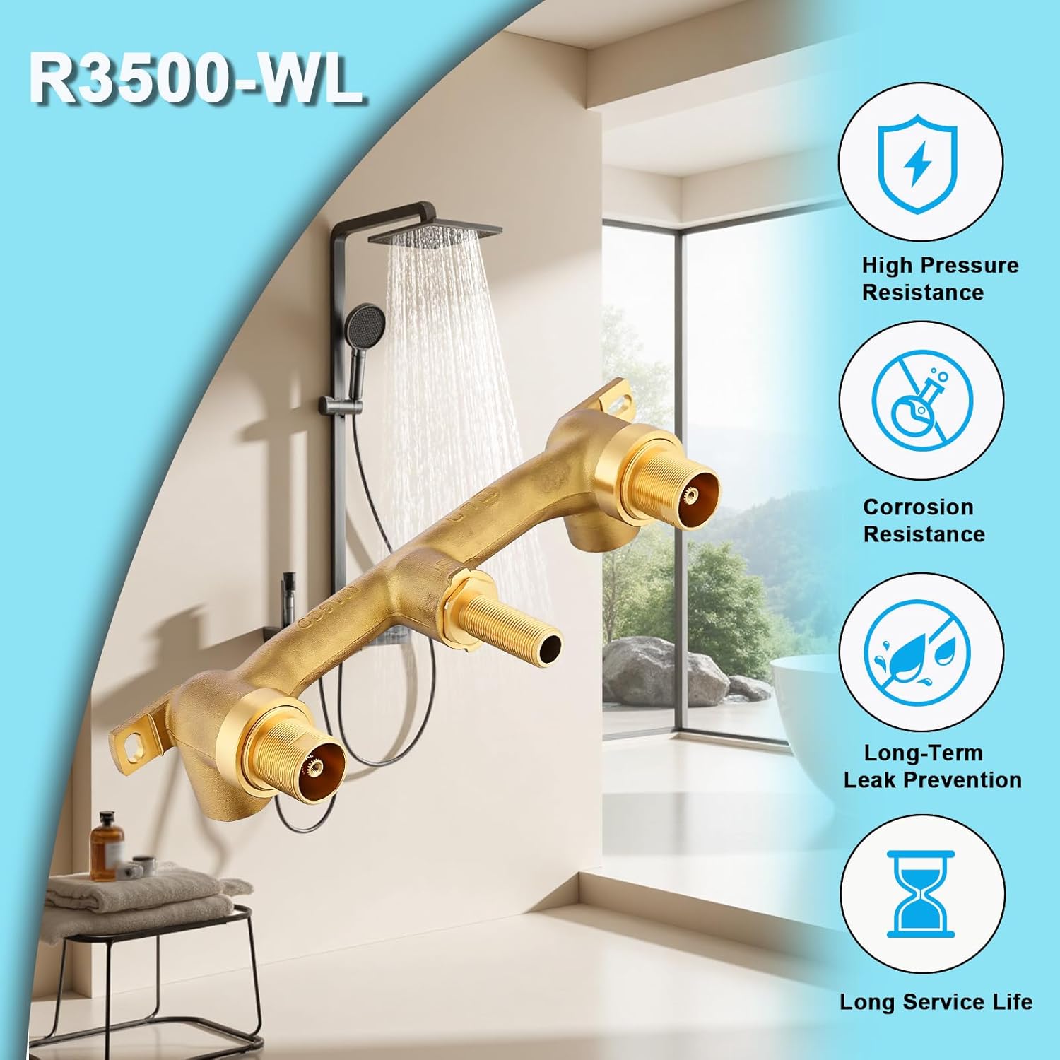 R3500-WL Shower Valve, Replacement Rough-in Valve for Delta 2-Handle Bathroom Faucets, Wall Mount Tub Filler Valves for Bathtub & Shower Faucet Installation