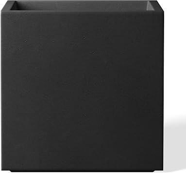 Kante Accent Square Black Concrete Planter 12" W, Outdoor