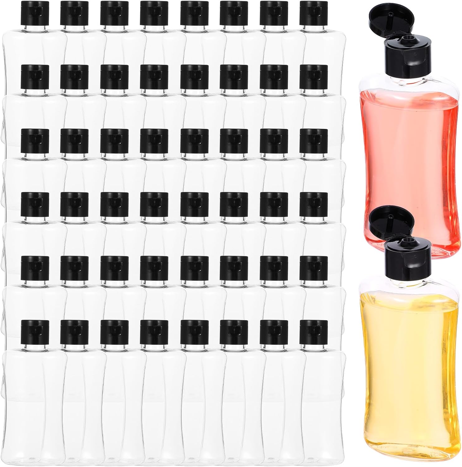 48 PCS Travel Bottles with Flip Cap, 3.4 oz Clear Travel Containers, Portable Leak Proof Squeeze Bottles, Refillable Empty Container for Liquid Shampoo Lotion