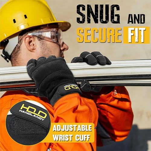 Vista 41 de HANDLANDY - Guantes de trabajo para hombres y mujeres, guantes de trabajo de mecánico utilitario para pantalla táctil, guantes de trabajo flexibles
