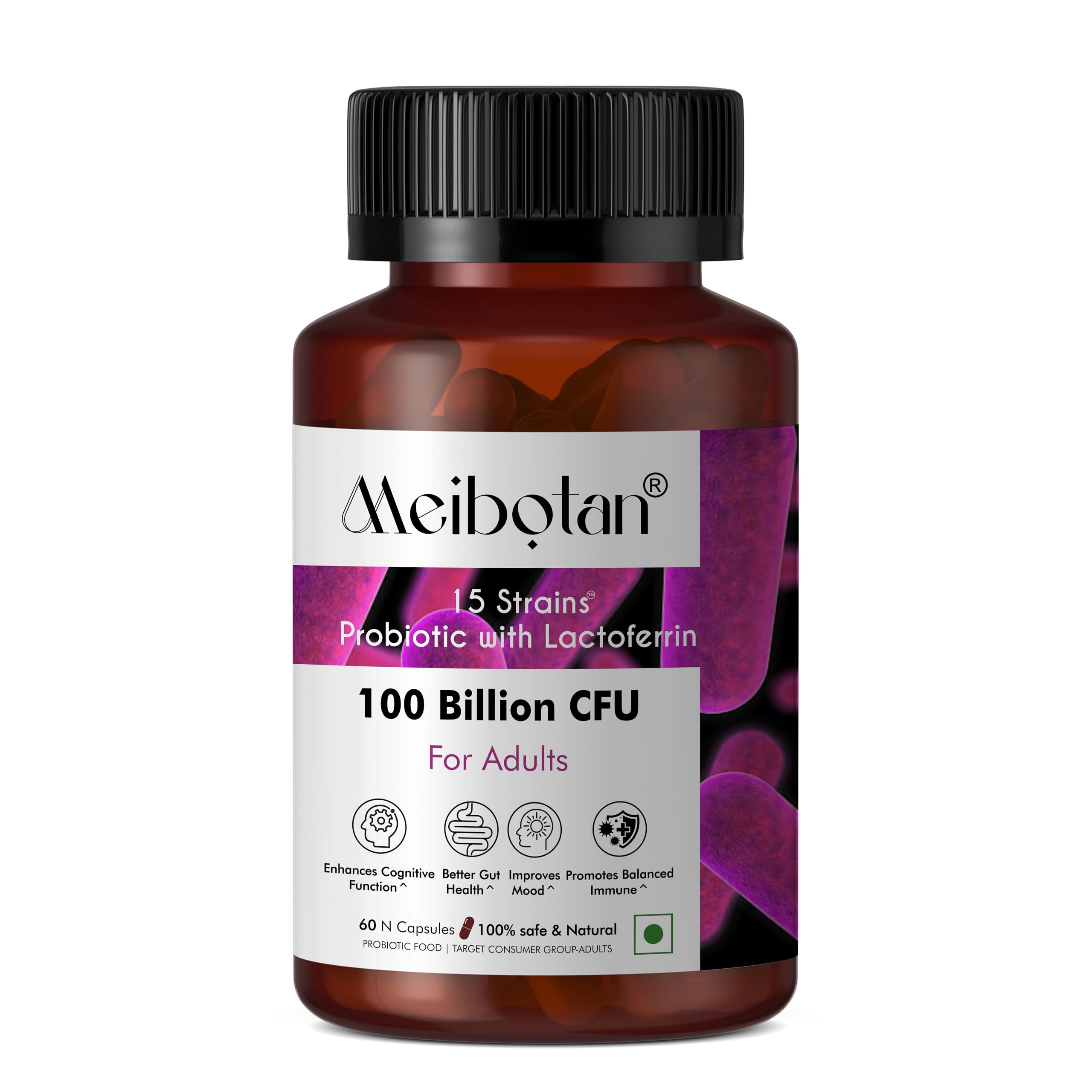 lactoferrin with Probiotics 100 Billion For Men & Women - Stimulates the immune system, Regulates iron metabolism, Digestion, Immunity Support, Weight Management- 60 Veg Capsules — Amazon image 2