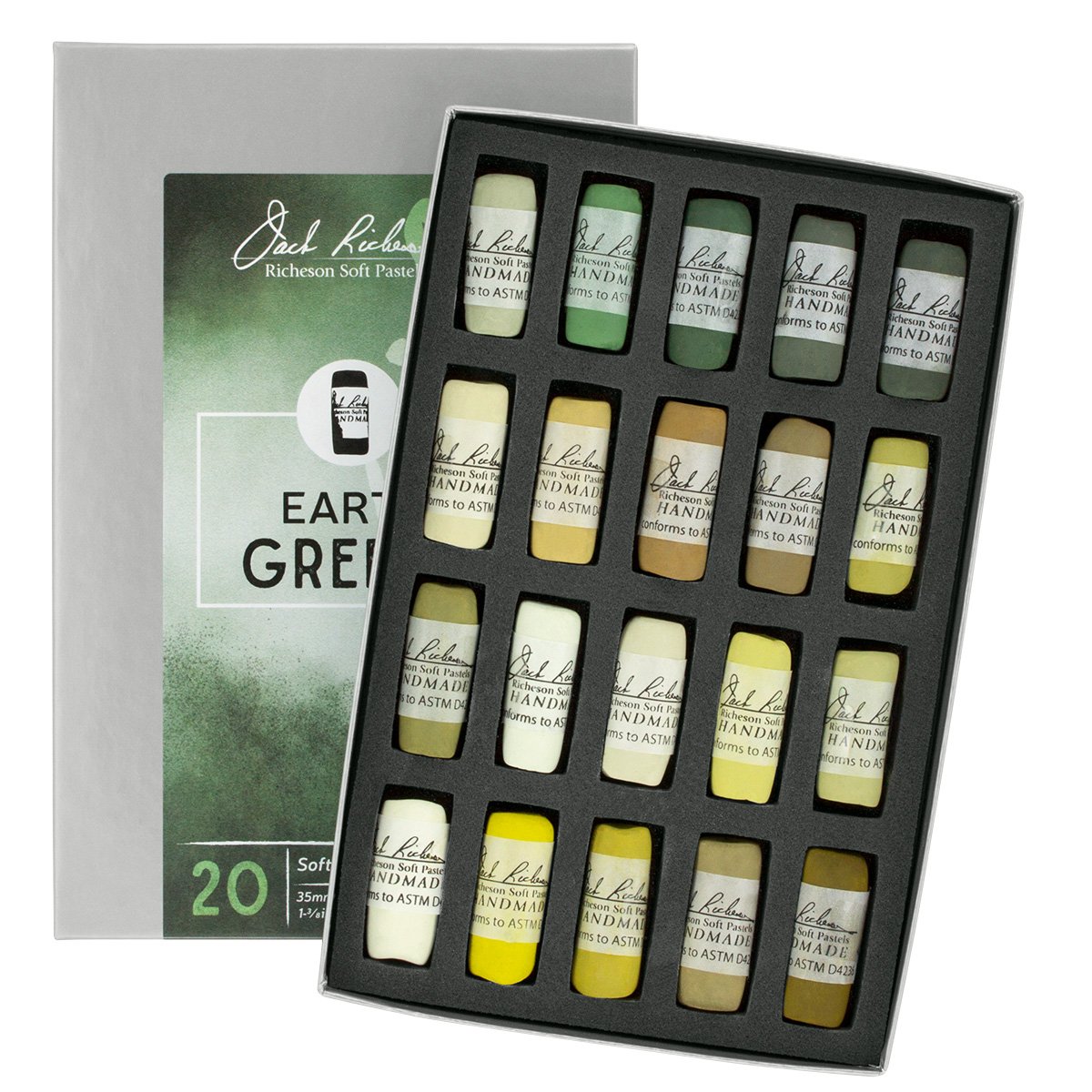 Jack Richeson Hand gerollt Weiche Pastellkreiden Farbe Earth grünen, 20-teilig
