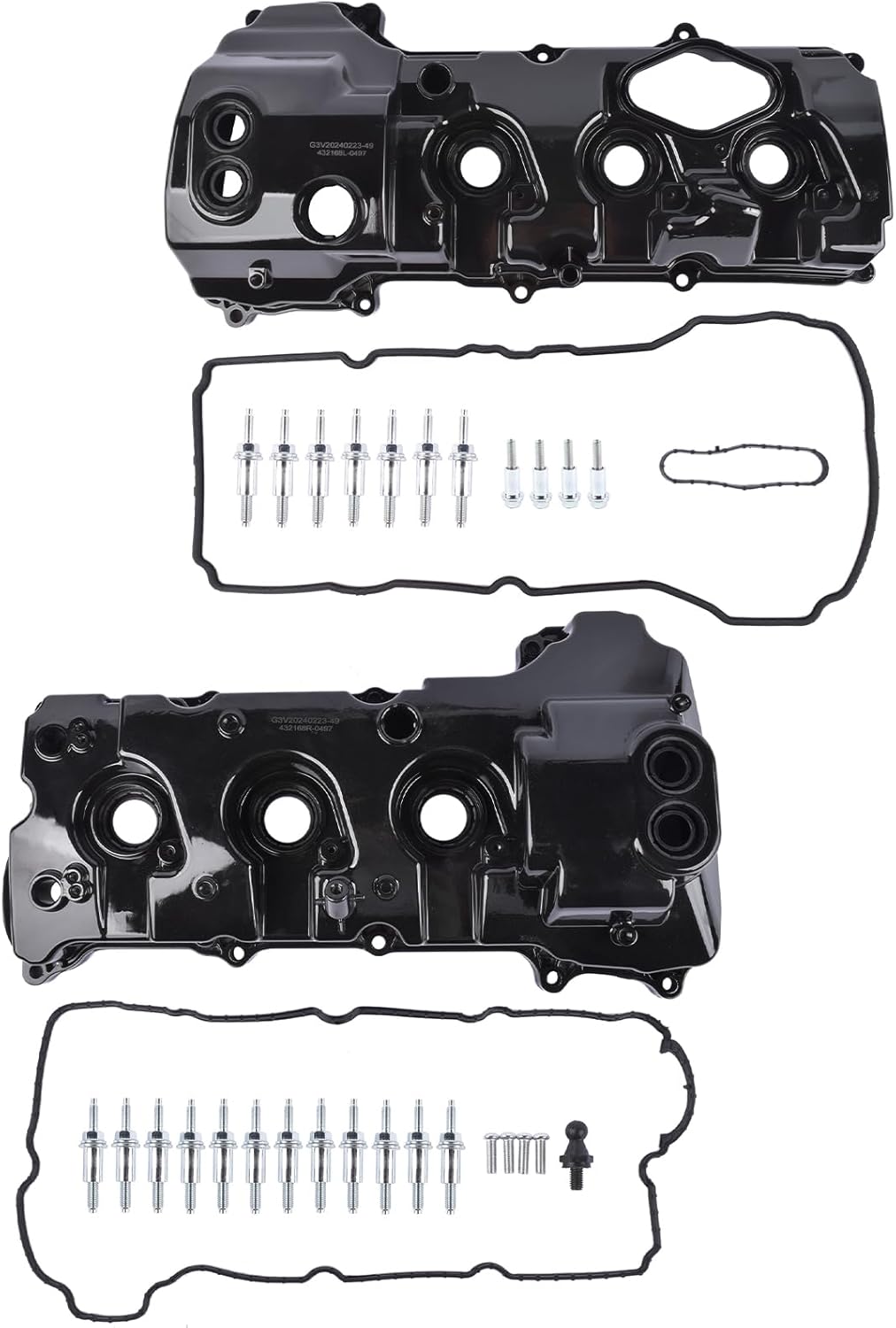 Left & Right Aluminum Engine Valve Covers w/Gasket Replacement for Ford F-150 3.5L V6 2013-2016 Expedition Transit-150 250 350 Replace# DL3Z6582C DL3Z-6582-C BL3Z6582H BL3Z-6582-H Vahaha