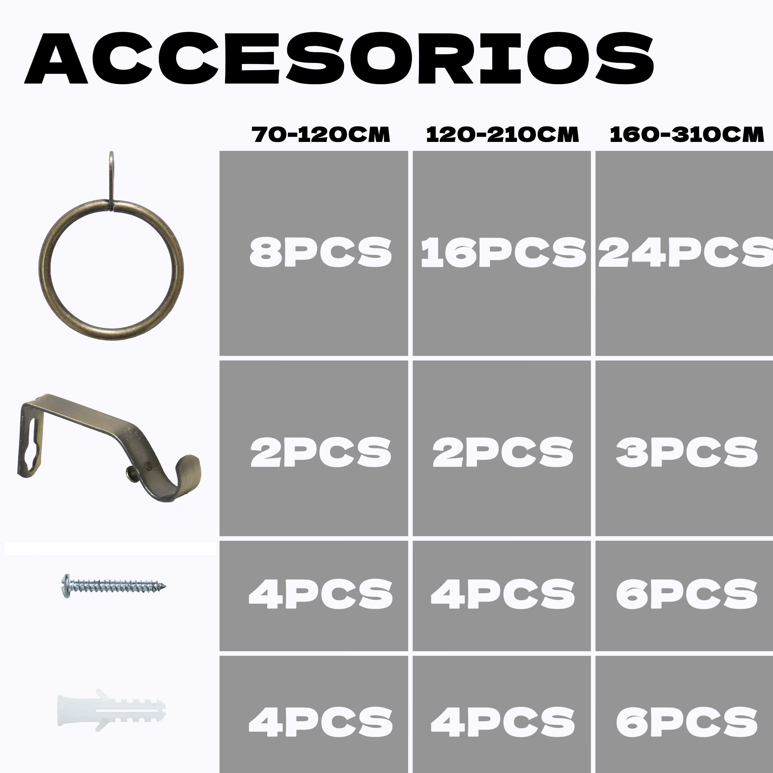 HOMEYA - Barra Cortina Extensible - Barra Forjado Extensible para Cortina - Palo Delgado con Sorportes 160-310cm, Bronce - Bola